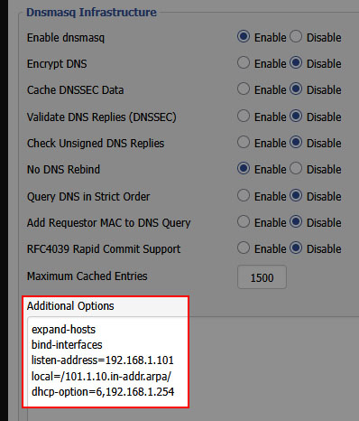 DD-WRT: Services → Services → Additional DNSMasq Options