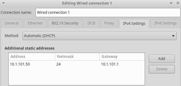 Xubuntu manual ipv4 configuration