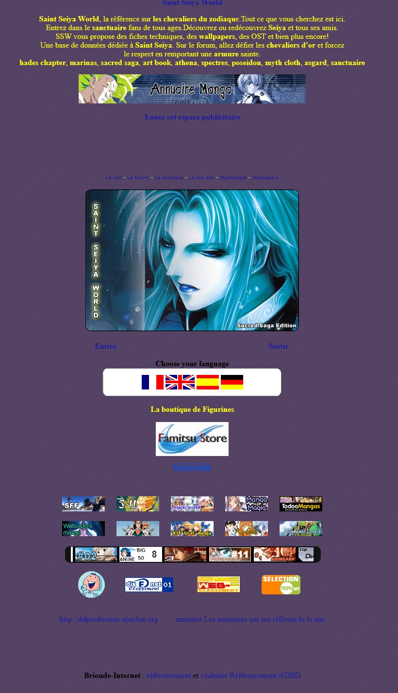 Saint Seiya World Splash Page from 2005